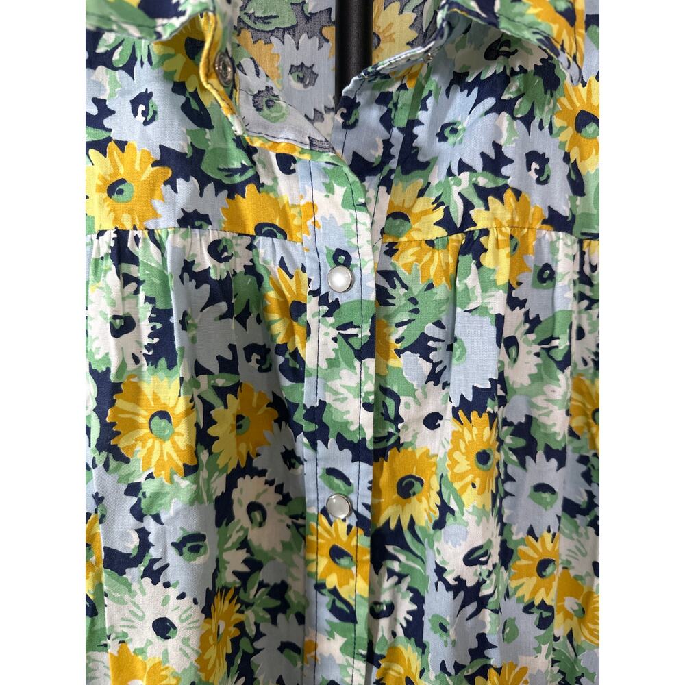 Vintage 80's National Pearl Snap Button Front Floral Robe/House Coat Size Medium - Picture 3 of 4